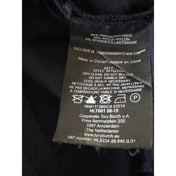 Tory Burch Slim Straight Flat Front pants, Navy, Size 0 - Picture 5 of 7